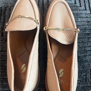 Franco Sarto Beige Loafers with Gold Detail
